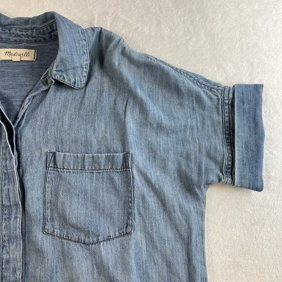 MADEWELL Sz S Courier Denim Dress Shirtdress Lauryn Wash Blue Relaxed Fit Casual - Picture 5 of 16
